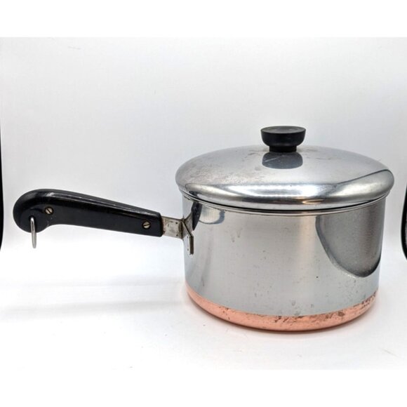 Vintage Revere Ware 4 Qt Saucepan Copper Clad Bottom with Lid - Picture 1 of 5
